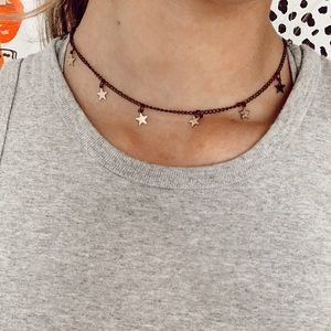 Gold star choker necklace